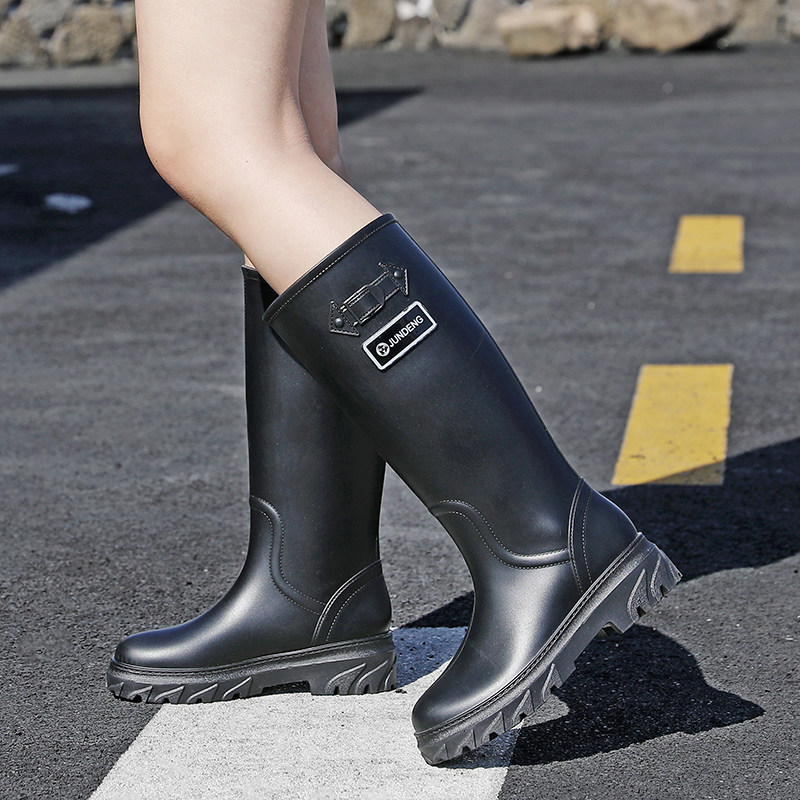 军登高筒雨靴女鞋2026春季新款厚底防滑防水套筒雨鞋户外防油水鞋