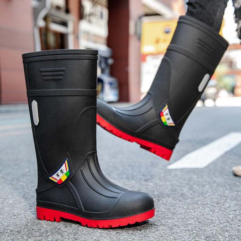 军登水鞋防切割防砸防刺穿雨靴厚底防火防烫建筑师傅专用雨鞋胶鞋