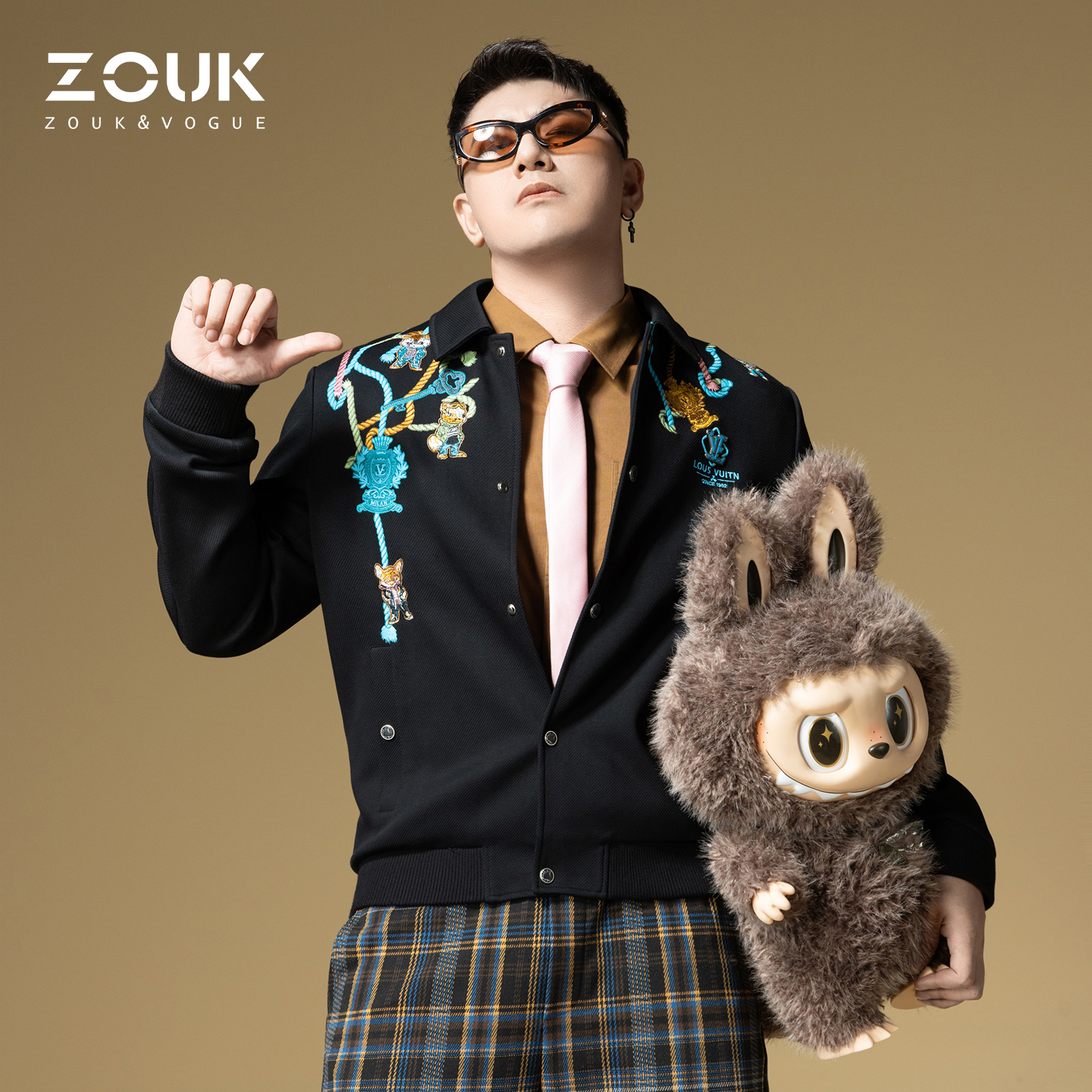 ZOUK高级感痞帅夹克外套男2025新款秋季男装潮牌卡通刺绣休闲上衣