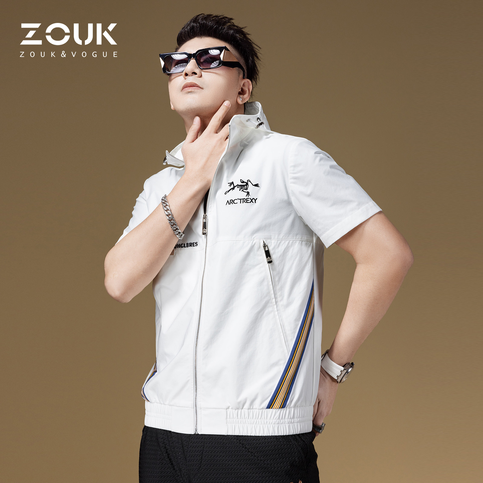 ZOUK化石鸟刺绣潮牌运动休闲男士高端短袖夹克美式夏季外套男薄款,男装,夹克,淘宝优惠券,粉丝福利购,淘宝优惠卷