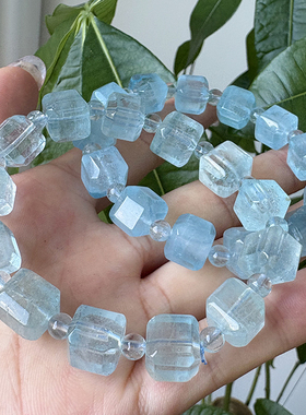 特价好货天然蓝托帕方糖面手链