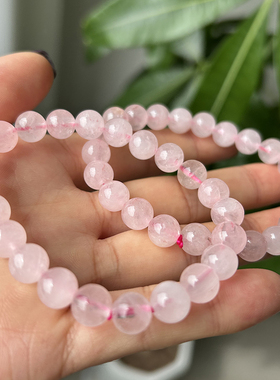 天然粉水晶手链 女款水晶手串桃花粉气质饰品礼物杂裂