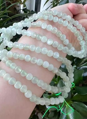 天然绿月光多圈手链 三圈月光石水晶绿色手串饰品水晶礼物