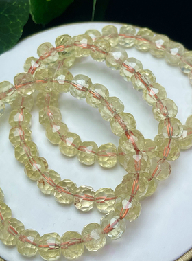 天然黄水晶切面珠手链 女款单圈黄水晶刻面手串简单饰品礼物