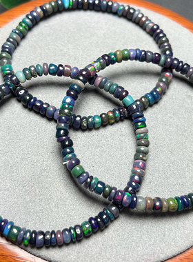 尾货一串 天然黑欧泊盘珠手链男女黑金白石水晶手串饰品礼物