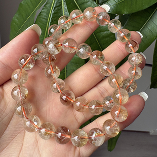 天然黄塔晶手链 女单圈巴西黄水晶手串饰品气质礼物带白棉Citrine