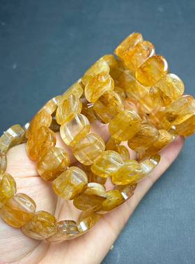 天然黄胶花手排女款时尚小清新简约黄色水晶手串手牌饰品百搭礼物