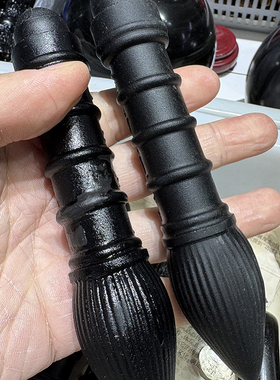 天然磨砂黑曜石文昌笔摆件客厅办公室风水毛笔办公桌金曜石礼物