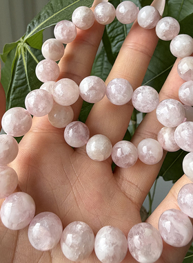 天然浅粉祖母晶白粉锂云母手链