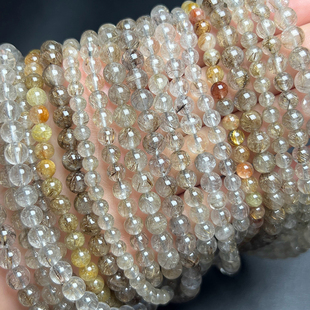 天然银发晶多圈手链女款单圈时尚简约水晶手串饰品百搭串珠礼物