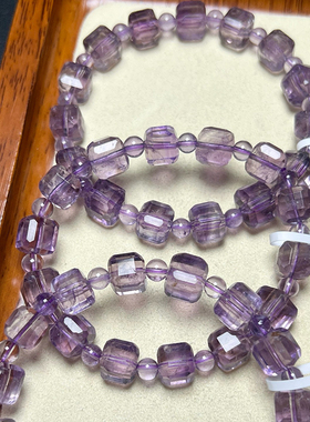 木与海天然紫水晶复古方糖手链