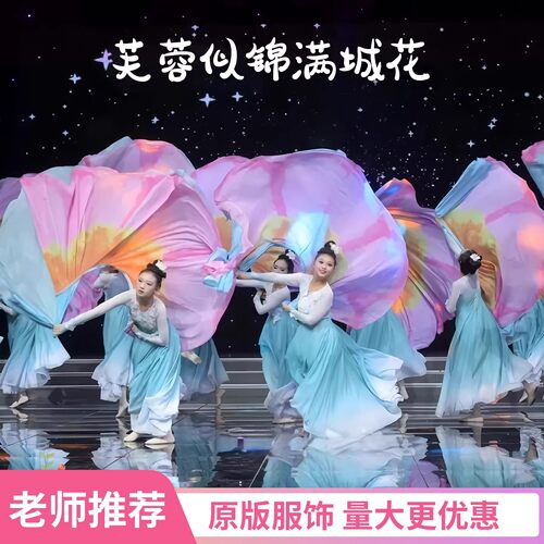 芙蓉似锦满城花舞蹈服六一古典舞演出服开场舞大摆裙艺考飘逸服装