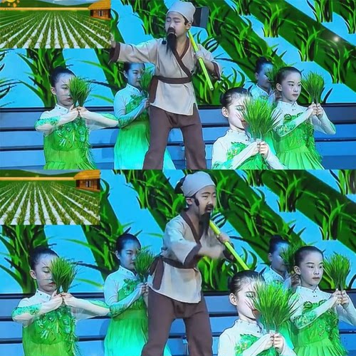 儿童拔苗助长禾苗演出服女童群舞古典舞服小草茉莉花扇子舞蹈服装