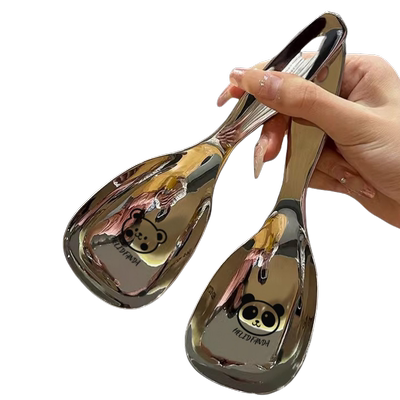 304不锈钢网红勺子饭勺汤勺铁锹挖西瓜勺大调羹家用喝汤汤匙公勺