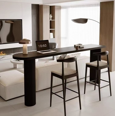 意式极简实木高脚吧台桌家用客厅横厅现代简约轻奢长条桌吧台桌子