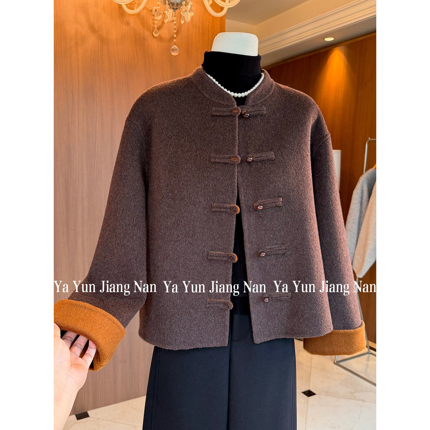 新中式立领羊毛呢外套女2025新款盘扣短款大衣中老年妈妈纯色上衣,女装/女士精品,毛呢外套,淘宝优惠券,粉丝福利购,淘宝优惠卷