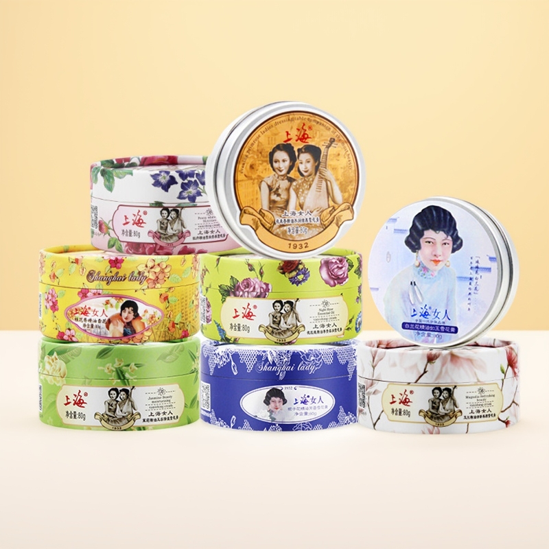 上海女人茉莉玫瑰夜来香雪花膏80g保湿滋润修护护手霜