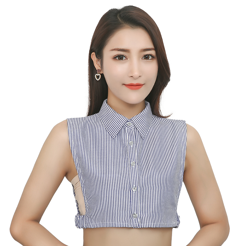 春秋冬季韩版装饰加大假领子女款衬衣领棉条纹假领百搭职业假领子