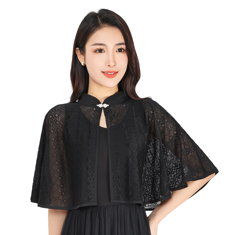 蕾丝防晒小披肩夏季配裙子妈妈斗篷披风网红旗袍外搭开衫女士外套