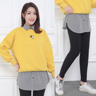 秋冬卫衣叠穿内搭打底千鸟格子女士半身裙搭配毛衣假下摆遮胯屁帘