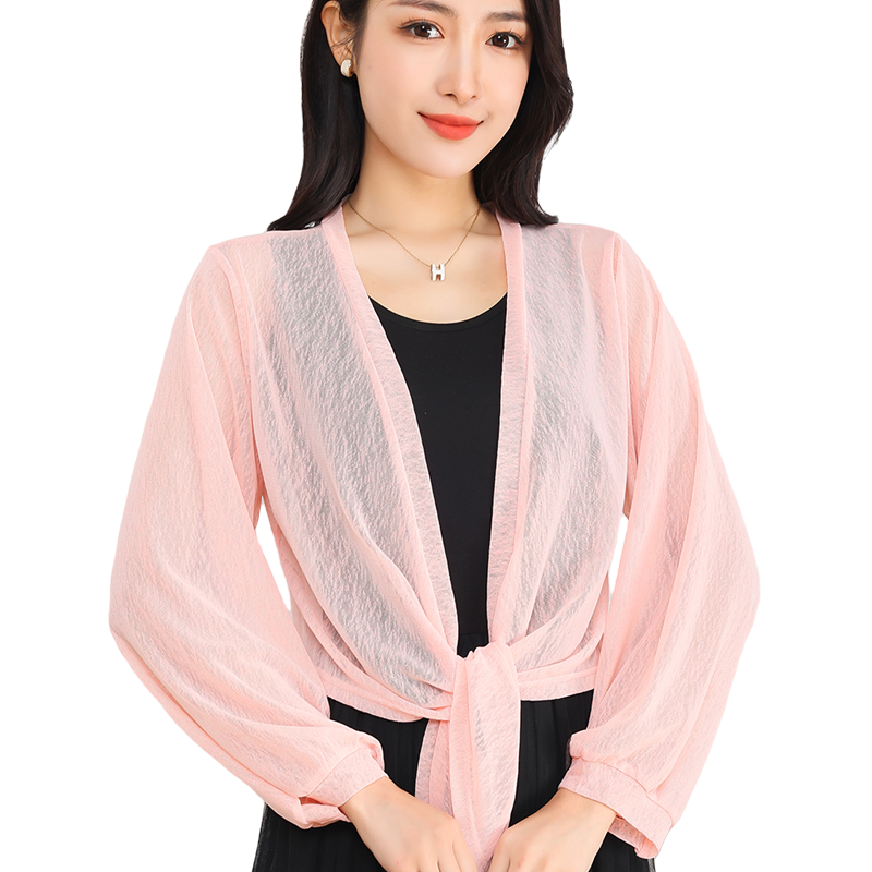 网纱防晒衣女2024新款夏季薄款空调披肩配裙子外搭开衫灯笼袖外套