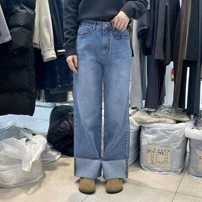 爱情的模漾  韩国代购 AA119（jcoco）捲邊牛仔褲