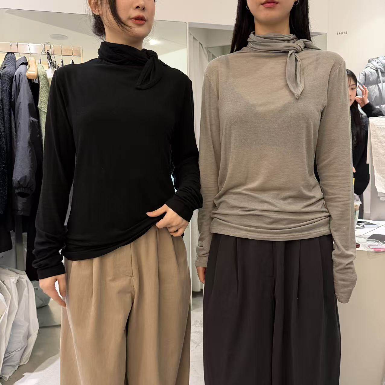 爱情的模漾  韩国代购 PD081（taste）優雅領結上衣