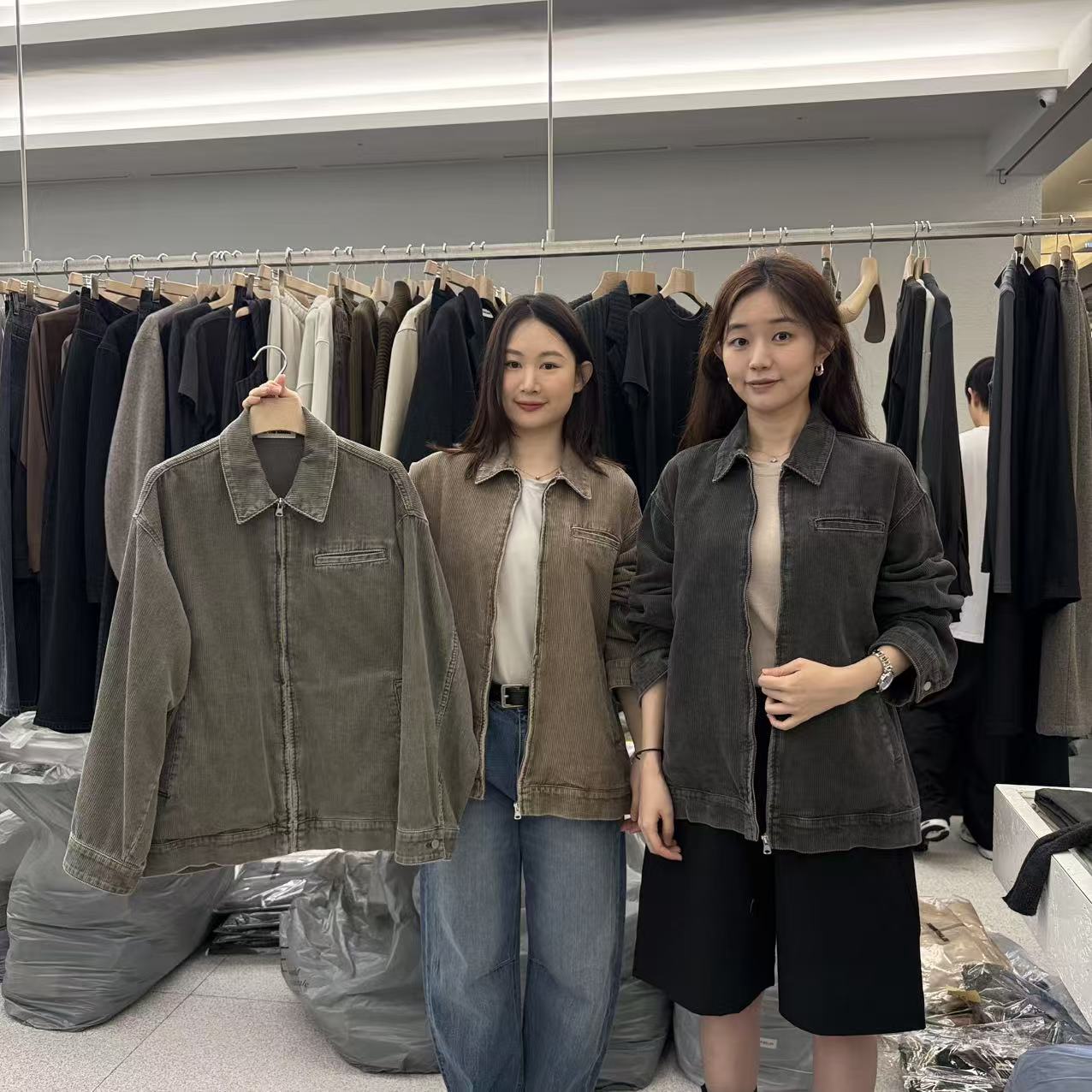 愛情的模漾  韓國代購 JD115（貝果家）燈芯絨拉鏈外套