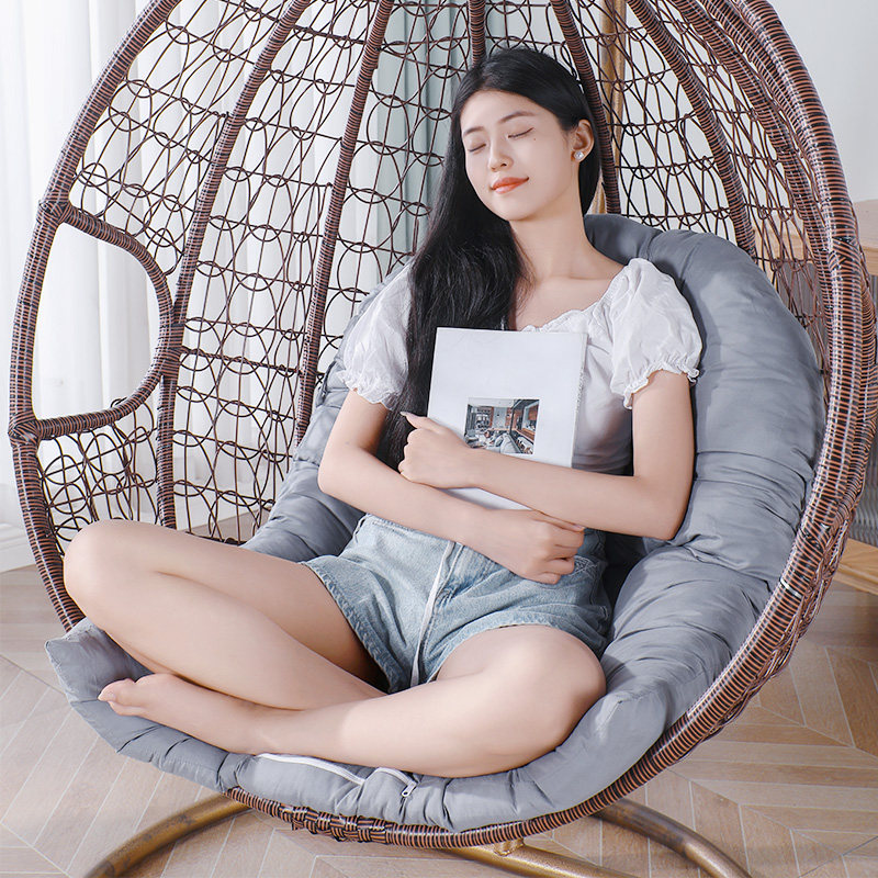 靠垫懒人垫子一体吊椅坐垫千秋加厚藤编椅子坐垫靠背圆形摇篮吊篮
