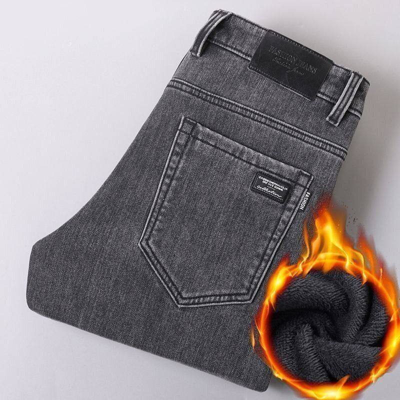 2026年春秋爆款复古牛仔裤男潮牌冬季加绒百搭修身小直筒保暖裤子