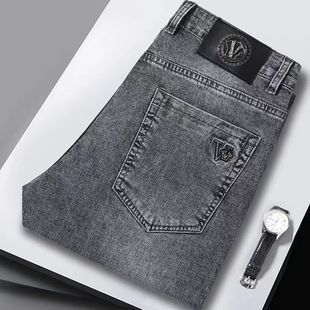 弹力潮牌修身 男款 长裤 2025秋季 秋冬新款 水洗痞帅休闲直筒裤 牛仔裤