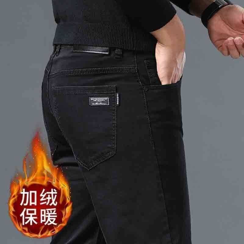 冬季加绒加厚牛仔裤男款2026新款潮牌春秋修身直筒休闲长裤子男款