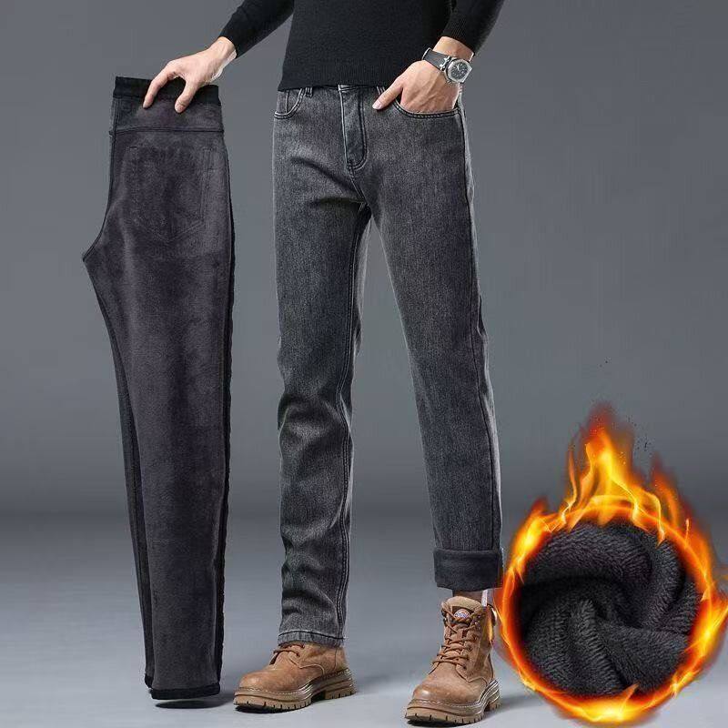 牛仔裤男士2026新款春季男裤潮牌修身直筒冬天加绒弹力休闲裤子男