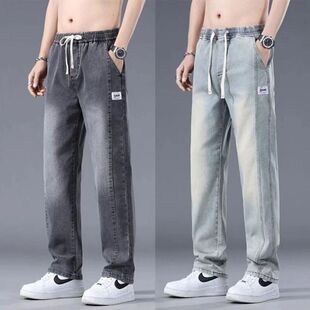 美式 男士 复古薄款 百搭潮流宽松休闲大码 子 春夏季 裤 高街直筒牛仔裤