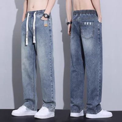 薄款男生宽松直筒潮牌牛仔裤