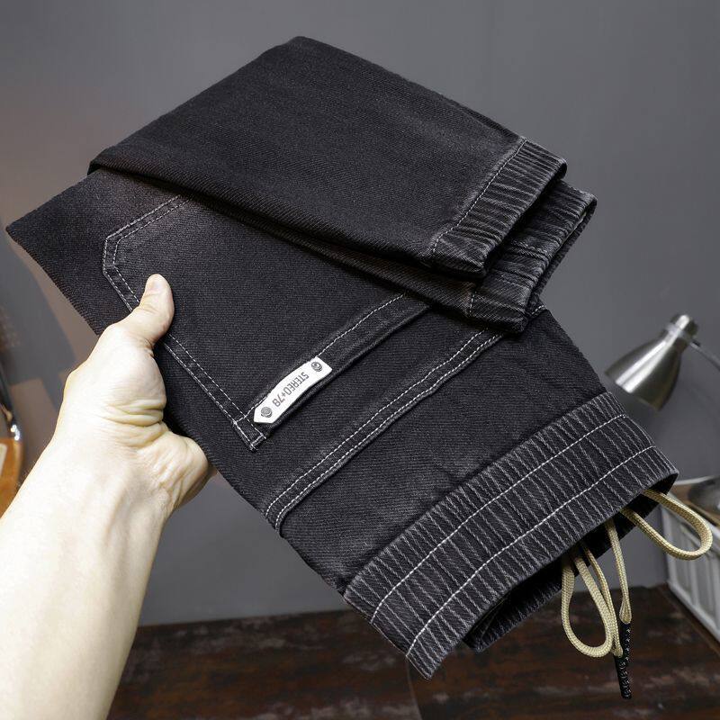 秋季牛仔裤男士宽松束脚工装裤2025秋冬新款大码潮牌痞帅休闲裤子