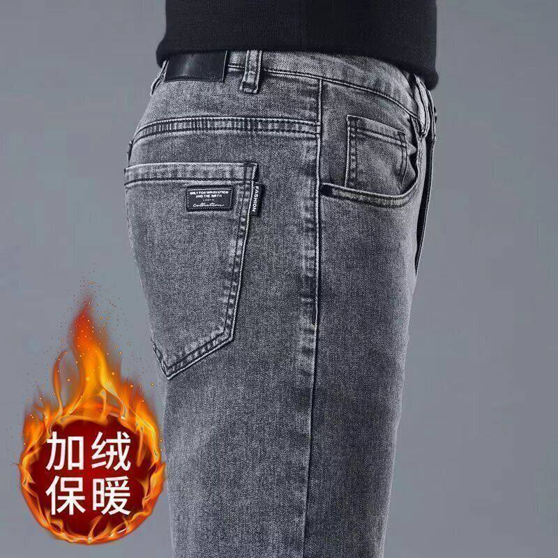 2026新款加绒复古冬季牛仔裤男士直筒修身裤子春秋款潮牌男款长裤