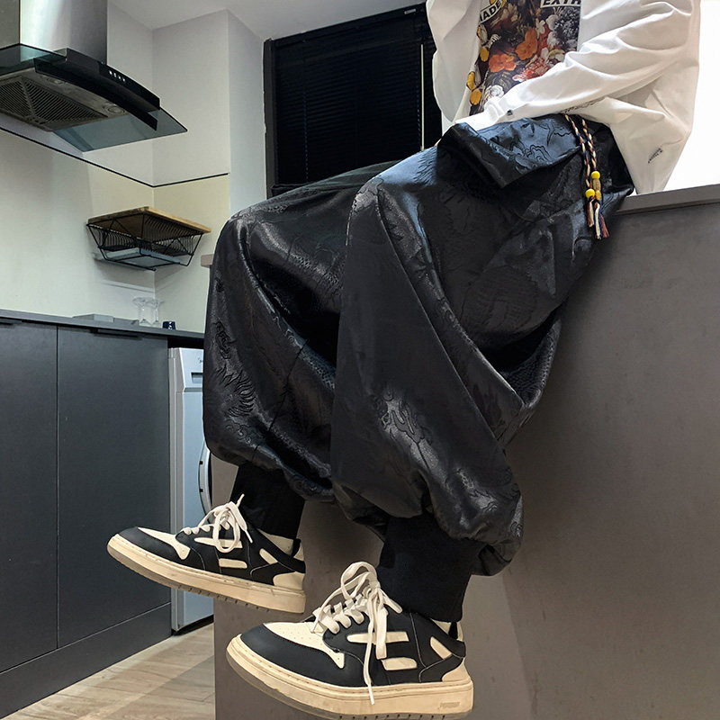 港风B设计感冰丝九分裤哈伦裤嘻哈飞鼠裤K89跑量特P40无差价控68,男装休闲裤,电商A005-1