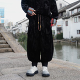 风C小众设计金丝绒龙纹九分裤哈伦裤飞鼠裤K259-P68控88，男装休闲裤，电商A005-1