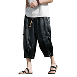 龙纹暗花提花B冰丝盘扣沙滩裤七分裤阔腿裤萝卜裤DK110-P55控78，男装牛仔裤，电商A005-1