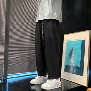 新中式风B冰丝垂感小众设计廓形哈伦裤男K157-P55控78图片
