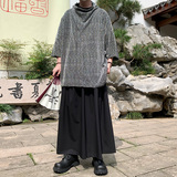 新中式A暗黑亮闪闪高堆领t恤小众设计裙裤男套装TZ93-P133控158，男装T恤，电商A005-1