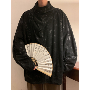 卫衣C树叶灯芯绒风小众堆堆领高领T恤打底衫男T13-P65控88图片