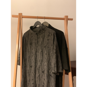 风A新中式风高领盘扣破洞镂空乞丐装冰丝t恤T35-P68控88，男装T恤，电商A005-1