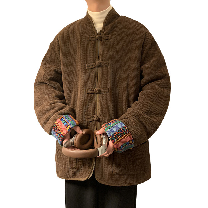 新中式D麦穗羊羔毛加绒加厚双面穿棉服夹克棉衣男JK21-P135控158,男装夹克,电商A005-1