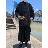 新中式A民族风金丝绒龙纹夹克折褶阔腿裤套装男TZ176-P153控178，男装休闲套装，电商A005-1
