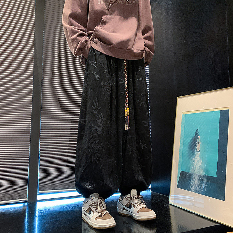 风A树叶新中式保暖灯芯绒阔腿超大码8XL束脚裤男K139-P68控88图片