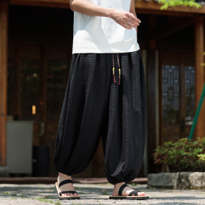 风A冰丝肌理感痞帅九分裤夏季大桶裤宽松长裤男K250-P68控88图片