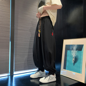 港风B冰丝夏天轻薄刺绣哈伦嘻哈裤九分裤K115-P65控88图片