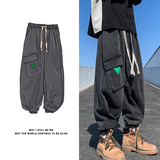 美式高街N复古工装大口袋牛仔裤设计感束脚冲锋裤K102-P88控118，男装牛仔裤，电商A005-1